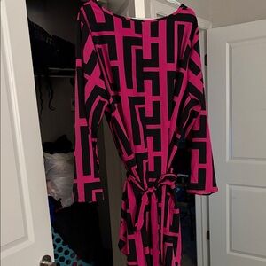 Geometric Pink and Black Dress